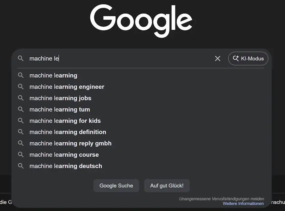 Screenshot: Google Autocomplete