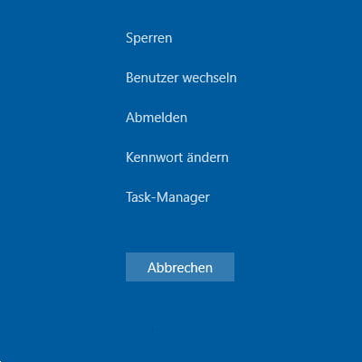 Screenshot Windows 10 Strg + Alt + Entf