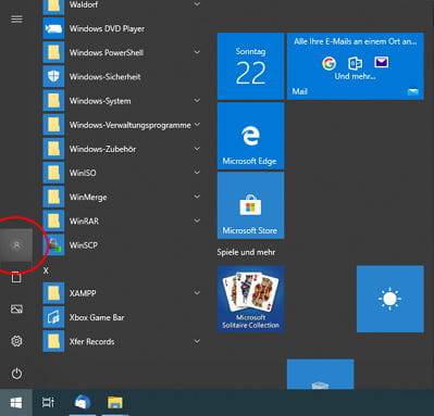 Screenshot Windows 10 Startmenü