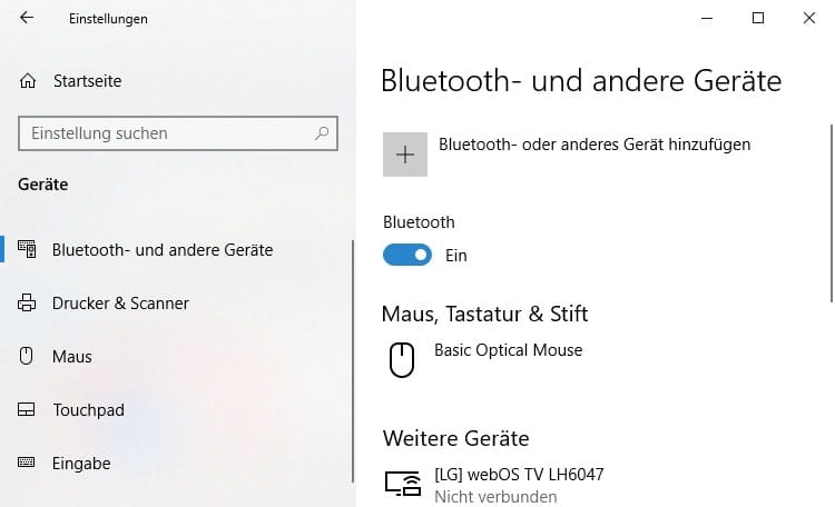 Windows-Einstellungen - Geräte