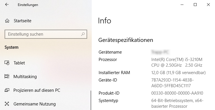 Windows 10 verbauter RAM