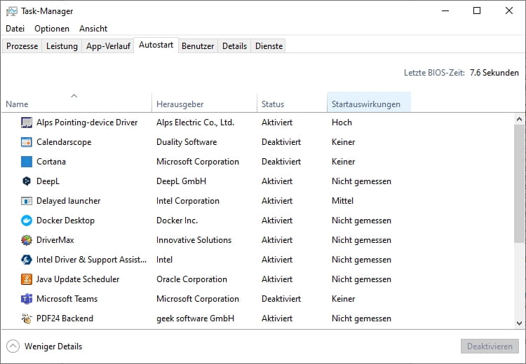 Screenshot: Windows 10 Task-Manager