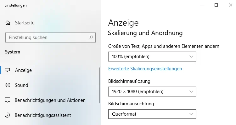 Windows 10 - Anzeige