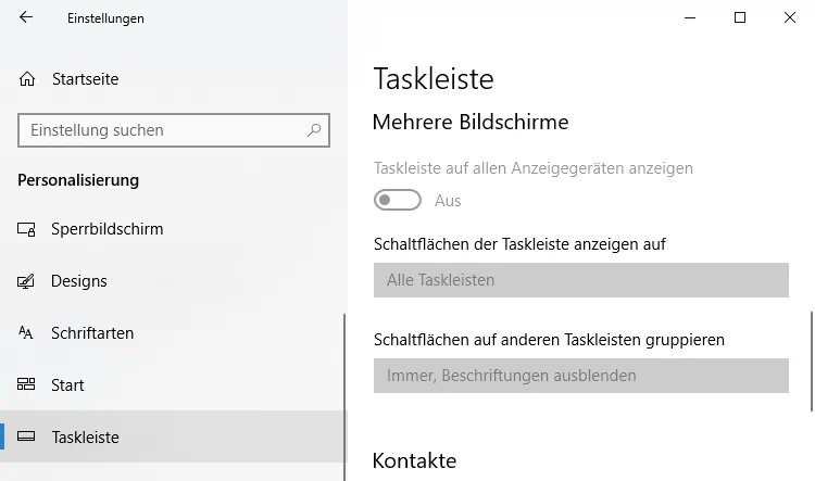 Windows 10 - Einstellungen Taskleiste