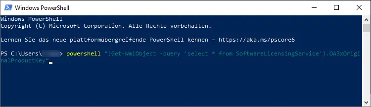 Windows 10 Produktkey über PowerShell aufrufen
