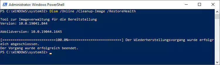 Screenshot Windows CMD RestoreHealth