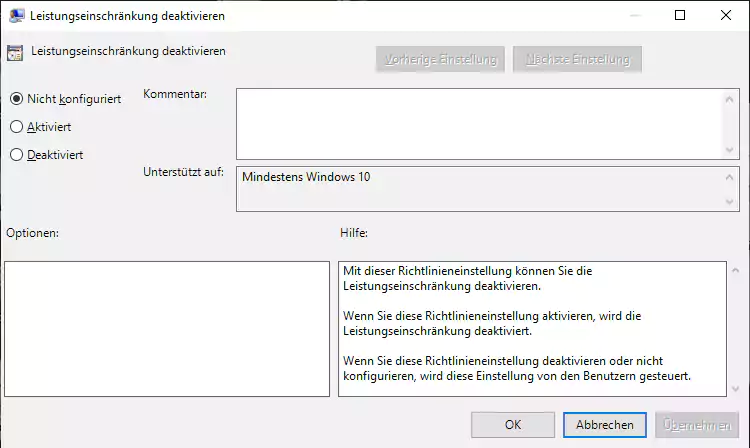 Screenshot: Windows 10 Gruppenrichtlinien ändern
