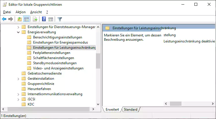 Screenshot: Windows 10 Editor für Gruppenrichtlinien