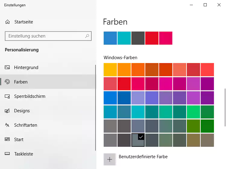 Windows 10 Hintergrundfarbe auswählen