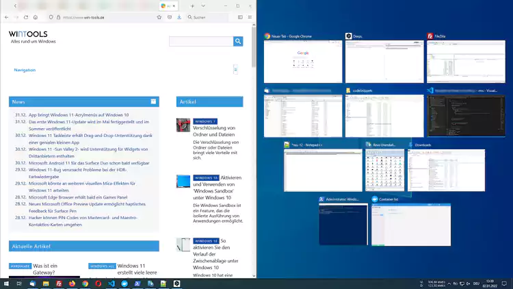 Windows 10 Snap Asisst - Fenster anordnen