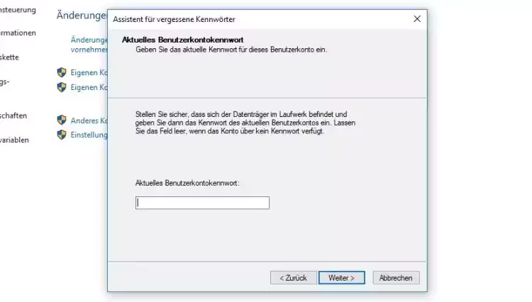 Windows 10 Kennwort-Eingabe