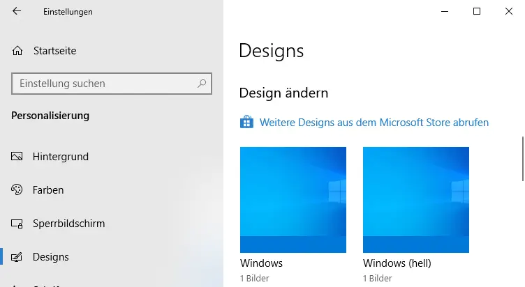 Screenshot: Einstellungen für Desktop-Symbole