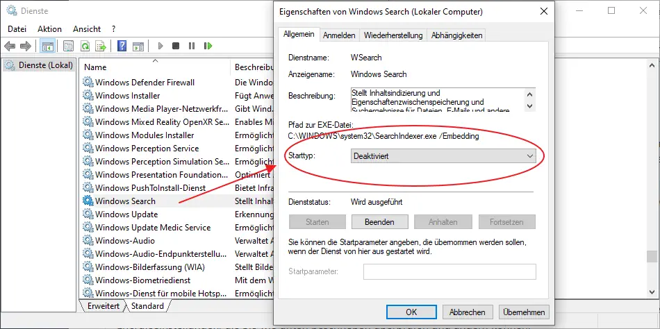 Windows Starttyp Screenshot: Windows Starttyp