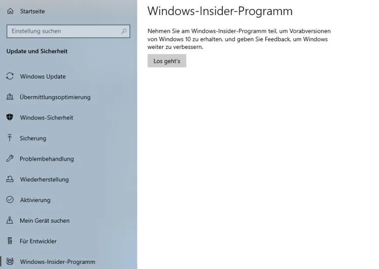 Screenshot: Microsoft Insider Programm anmelden