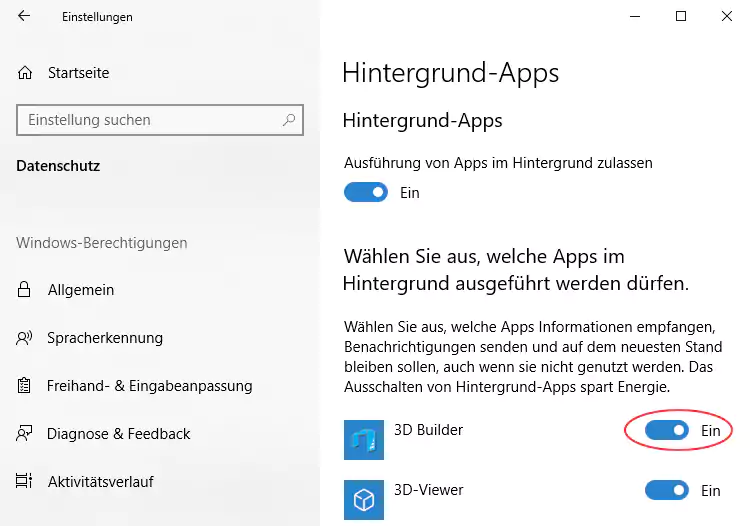 Windows 11 Hintergrund-Apps