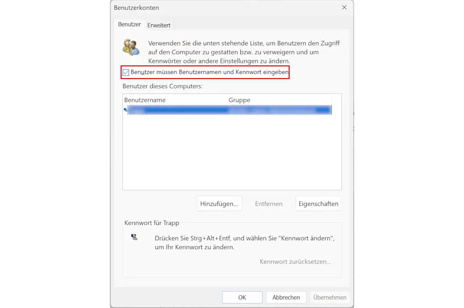 Benutzerkonten Screenshot: Benutzerkonten