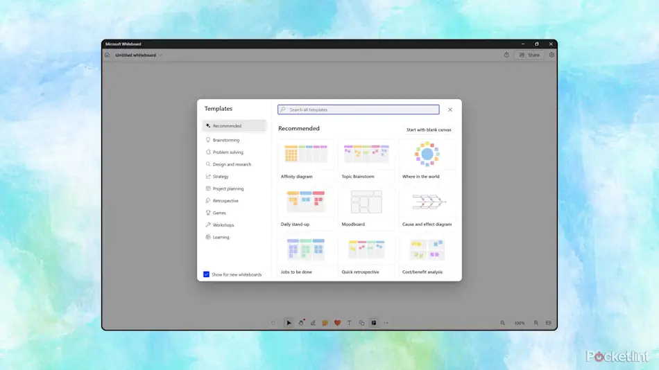 Eine frei gestaltbare Arbeitsfläche für all Ihre kreativen Projekte Screenshot: Microsft Whiteboard