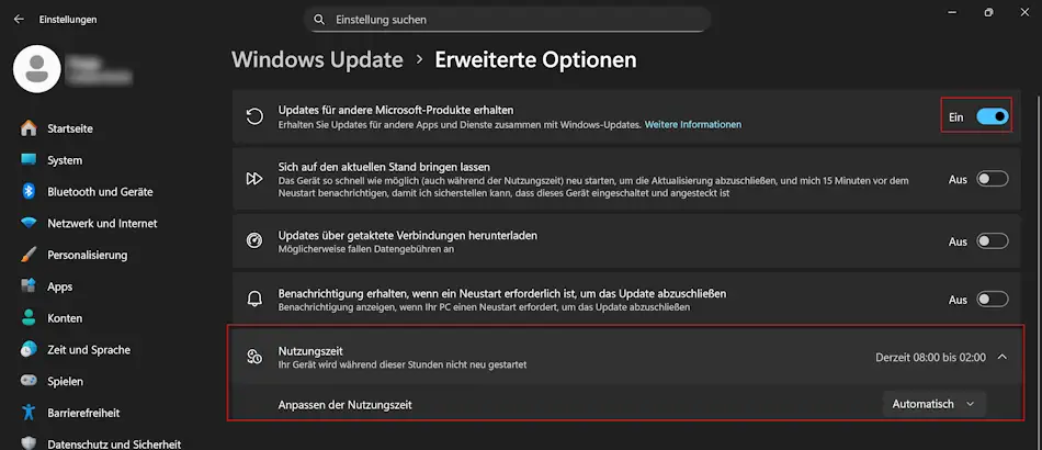 Windows 11: Konfigurieren Sie automatische Updates Screenshot: Windows 11 - Konfigurieren Sie automatische Updates