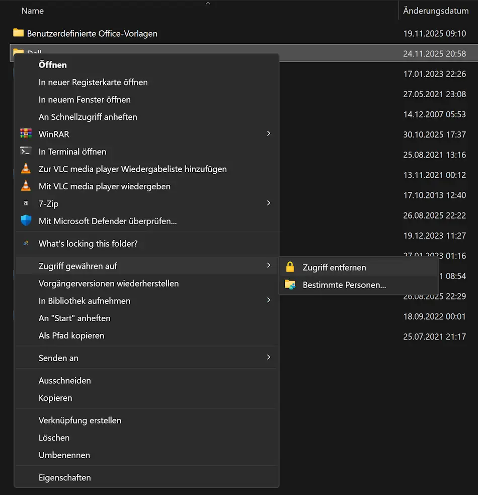 Windows 11-Ordner Zugriff entfernen Screenshot: Windows 11-Ordner Zugriff entfernen