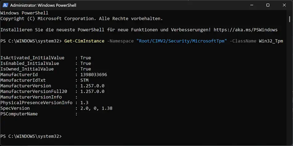 Powershell Skript Screenshot: Powershell Skript