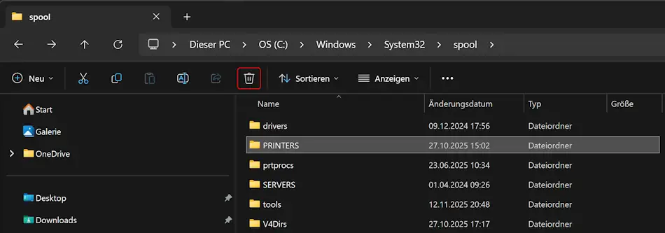 Screenshot: Inhalt des Ordners 
