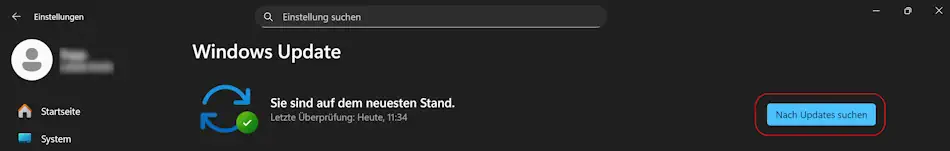 Screenshot: Windows 11 - Nach Updates suchen