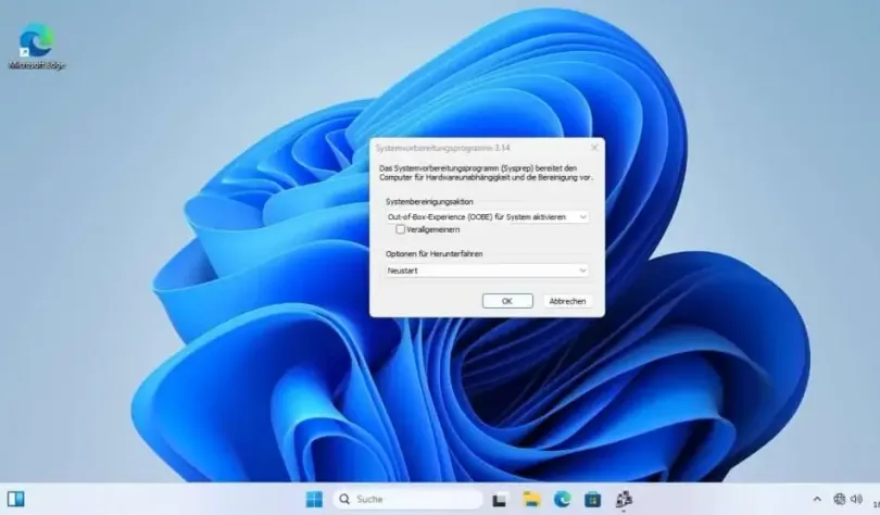 Screenshot: Sysprep-GUI-Tool Verwendung von SYSPREP in Windows 11