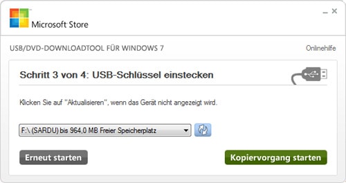 Windows 7 USB/DVD-Download Übertragung
