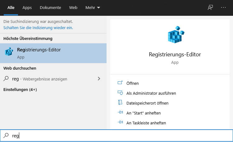 Windows 10 Registrierungs-Editor öffnen