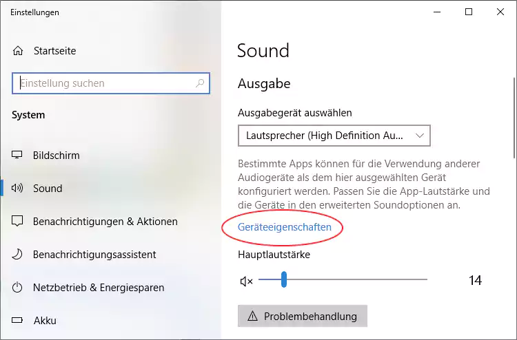Screenshot - Windows 10 Sound Eigenschaften