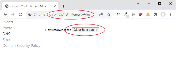 Google Chrome - DNS Cache über Adressleiste leeren