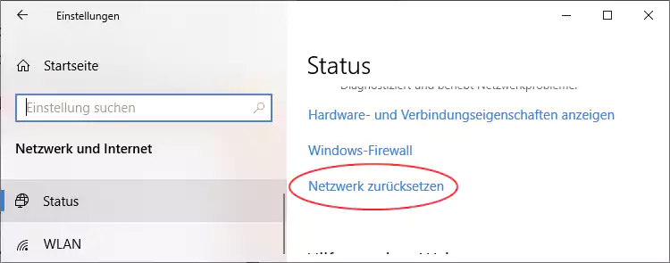 Windows 10 - Netzwerk zurücksetzen
