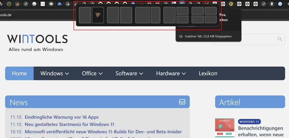 Screenshot: Windows 11 Snap