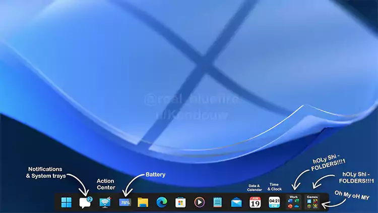Screenshot: Windows 11 Taskleitenkonzept